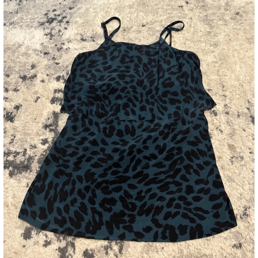 Magicsuit TEAL/BLACK Wild Tankini Swim Top Sz 10 Tank Leopard